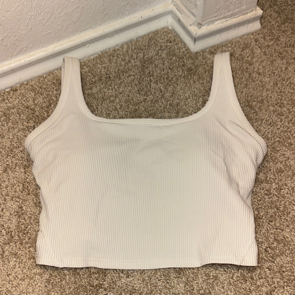 White Ribbed Tank Crop Top